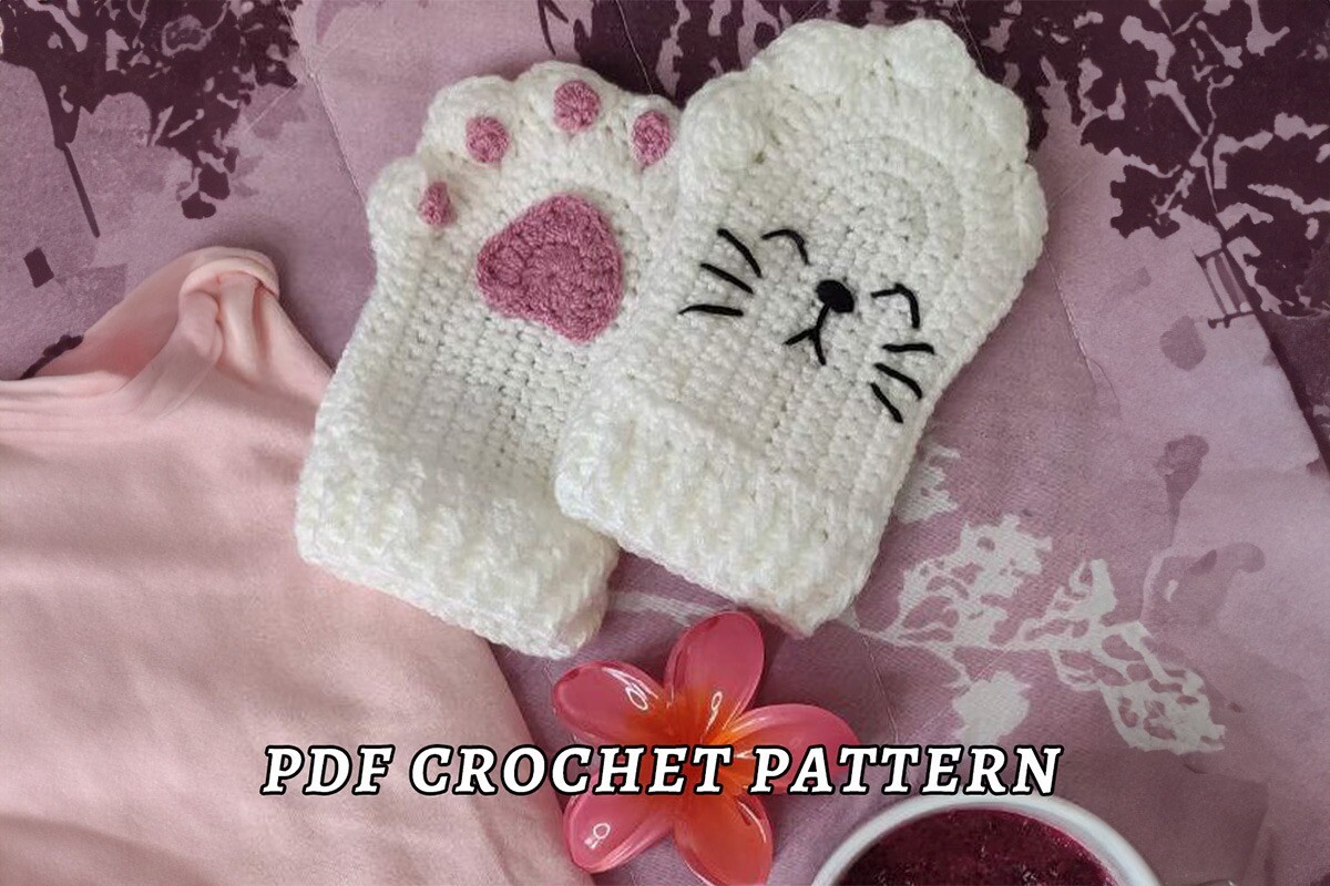 Cat Fingerless Gloves Crochet Pattern Graphic by Gaida Aamigurumi Store · Creative Fabrica