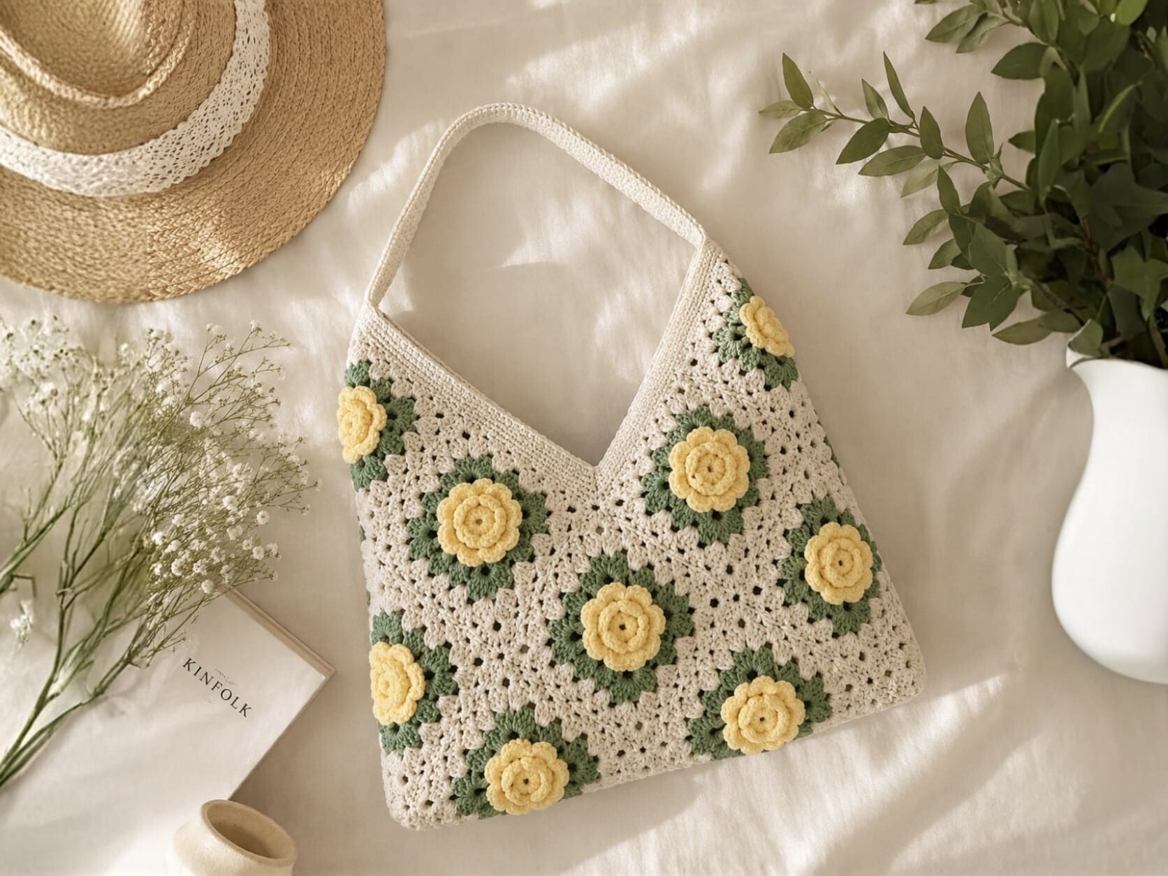 Yellow Rose Crochet Purse Pattern · Creative Fabrica
